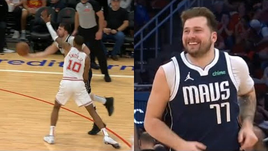 Luka Doncic hits crazy scoop shot from 3 point line and can only laugh 😂