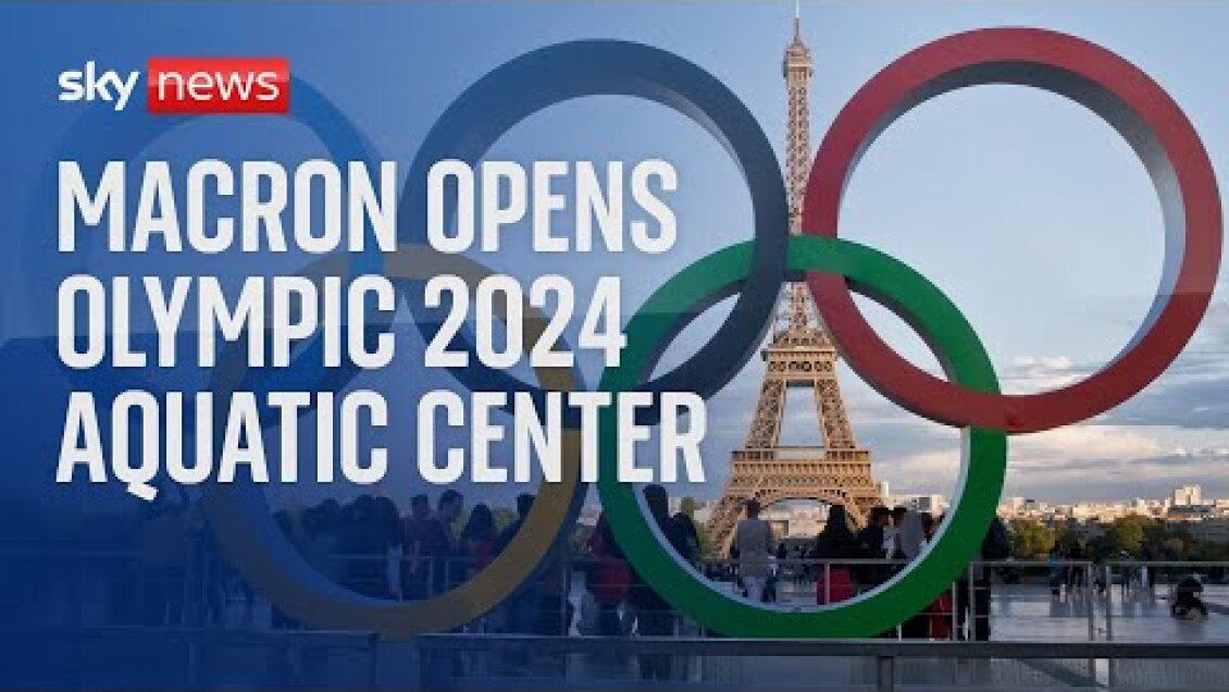 French President Emmanuel Macron inaugurates the Olympic 2024 Aquatic Center