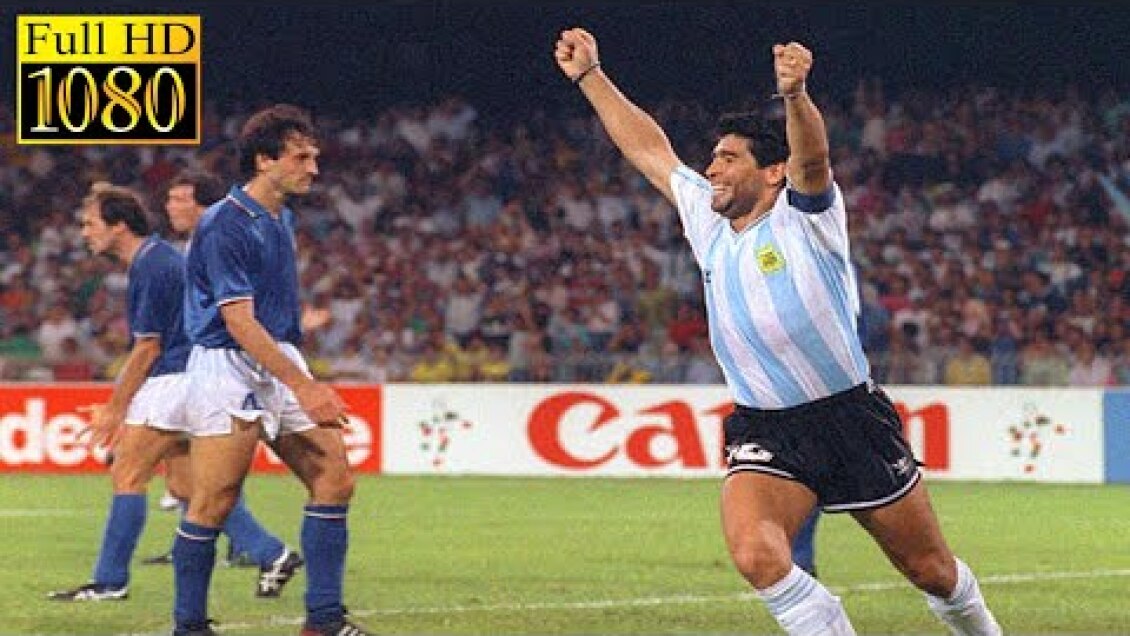 Argentina 1-1 (4x3) Italy | 1990 World Cup Semifinal | Full highlight -1080p HD | Diego Maradona