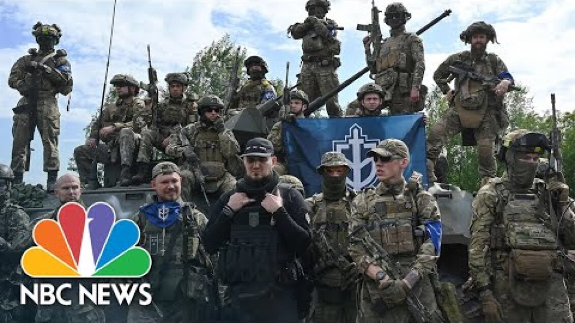 Anti-Putin Russian militia holds press conference near Ukraine border
