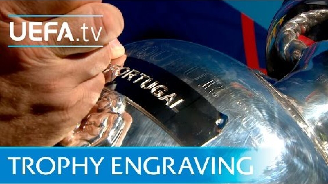 See Portugal's name being engraved on the EURO trophy