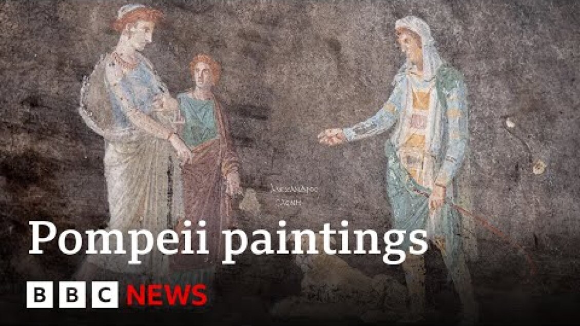 New paintings discovered in Pompeii excavation | BBC News