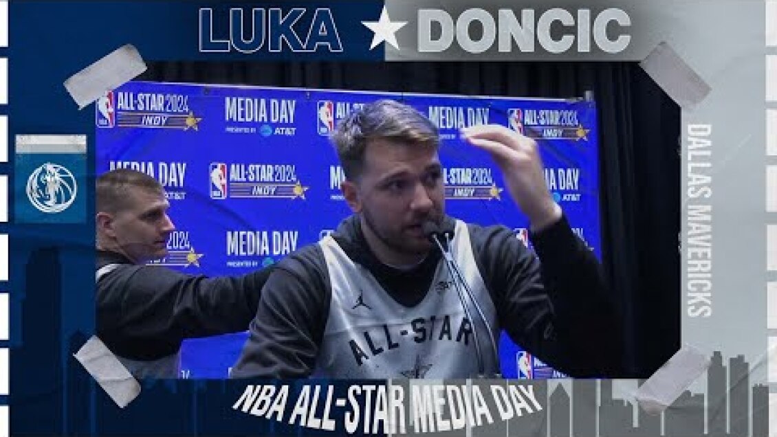 Nikola Jokic sneaks up on Luka Doncic & pours water down his hoodie 🤣 | 2024 NBA All-Star Media Day