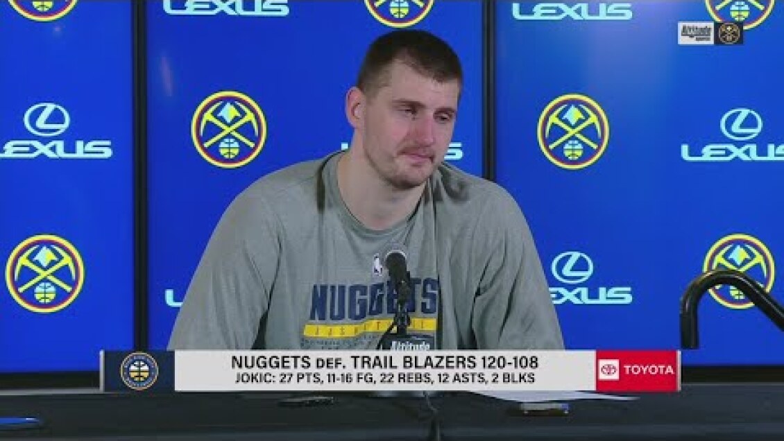 Nikola Jokic cried after he lead Nuggets to victory over Blazers 120-108 with 32-pts & Triple-Double