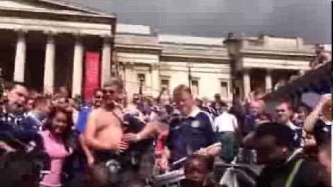 Scottish Army Invade Trafalgar Square, Bagpipes Drums Aug 2013