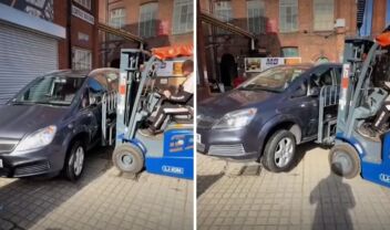 Απίστευτο περιστατικό στο Μάντσεστερ: Επιχειρηματίας σήκωσε με κλαρκ αυτοκίνητο που μπλόκαρε την είσοδο της αποθήκης του (Βίντεο)
